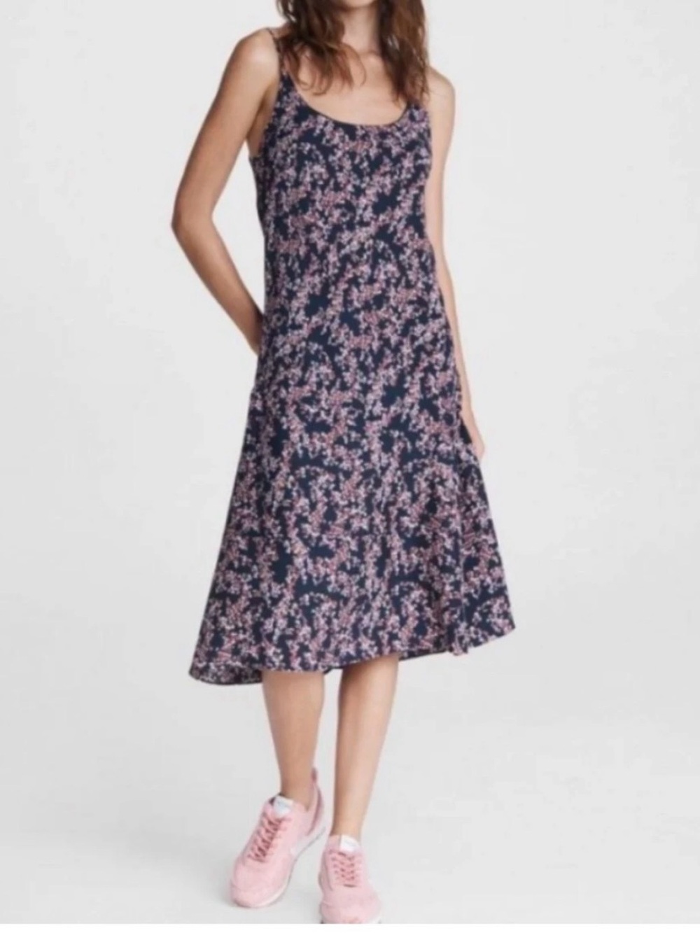 Rag & Bone Eva Silk Midi Slip Dress Purple Multi